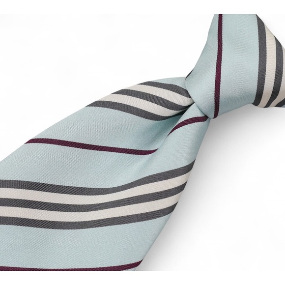 Burberry London Tie Nova Check 100% Silk Light Blue Handmade in Italy Luxury - Picture 1 of 9